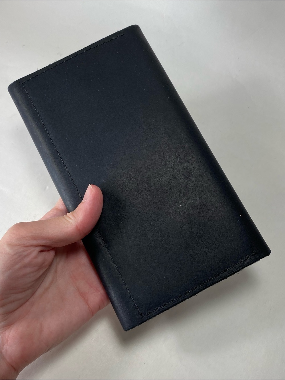 Portland Leather Goods Rancher Black Long Envelope Wallet Brass Snap Closure - Picture 12 of 14